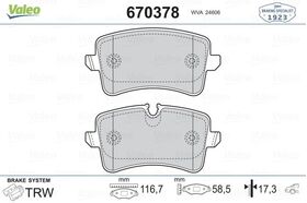 FREN BALATASI ARKA AUDI A4 08- VALEO 8K0698451